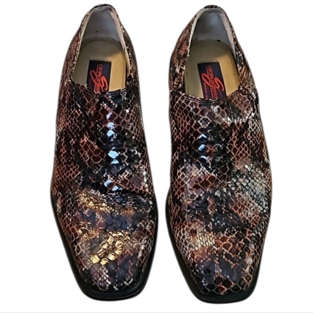 Giorgio Brutini Leather Snakeskin Italian Driving Mens Loafers Sz 11